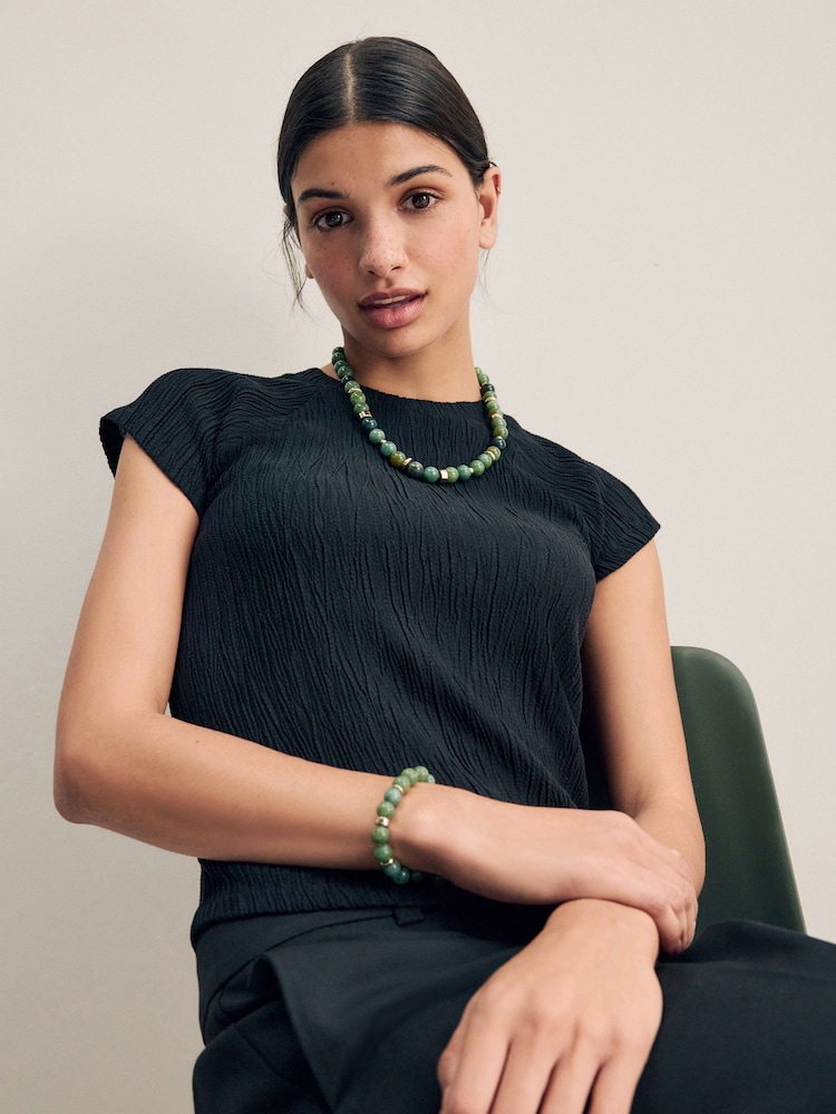 Green Round Beaded Bracelet - Image 4 of 4