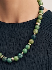 Green Round Beaded Necklace - Image 3 of 4