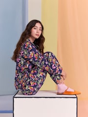 Cath Kidston Navy Botanical 100% Cotton Miffy Button Through Pyjamas - Image 4 of 10