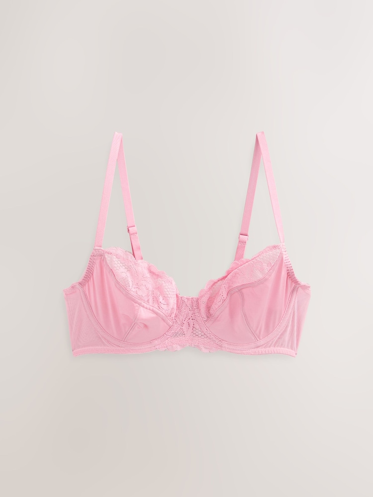 Cream/Pink 2 Pack Floral Print Non Pad Full Cup Bra - Image 10 of 12