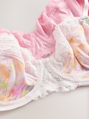 Cream/Pink 2 Pack Floral Print Non Pad Full Cup Bra - Image 11 of 12