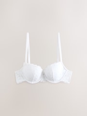 Blanc - Soutien-gorge balconnet en dentelle à imprimé floral - Image 8 de 10