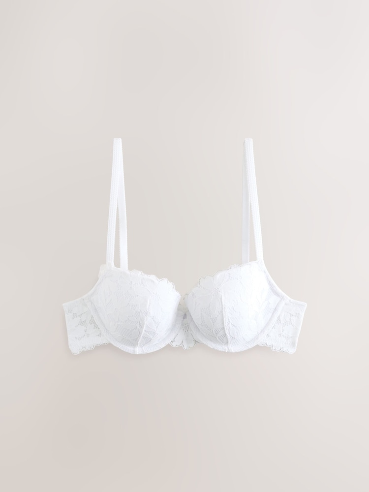 Blanc - Soutien-gorge balconnet en dentelle à imprimé floral - Image 8 of 10