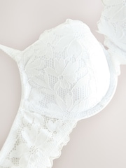 Blanc - Soutien-gorge balconnet en dentelle à imprimé floral - Image 9 de 10