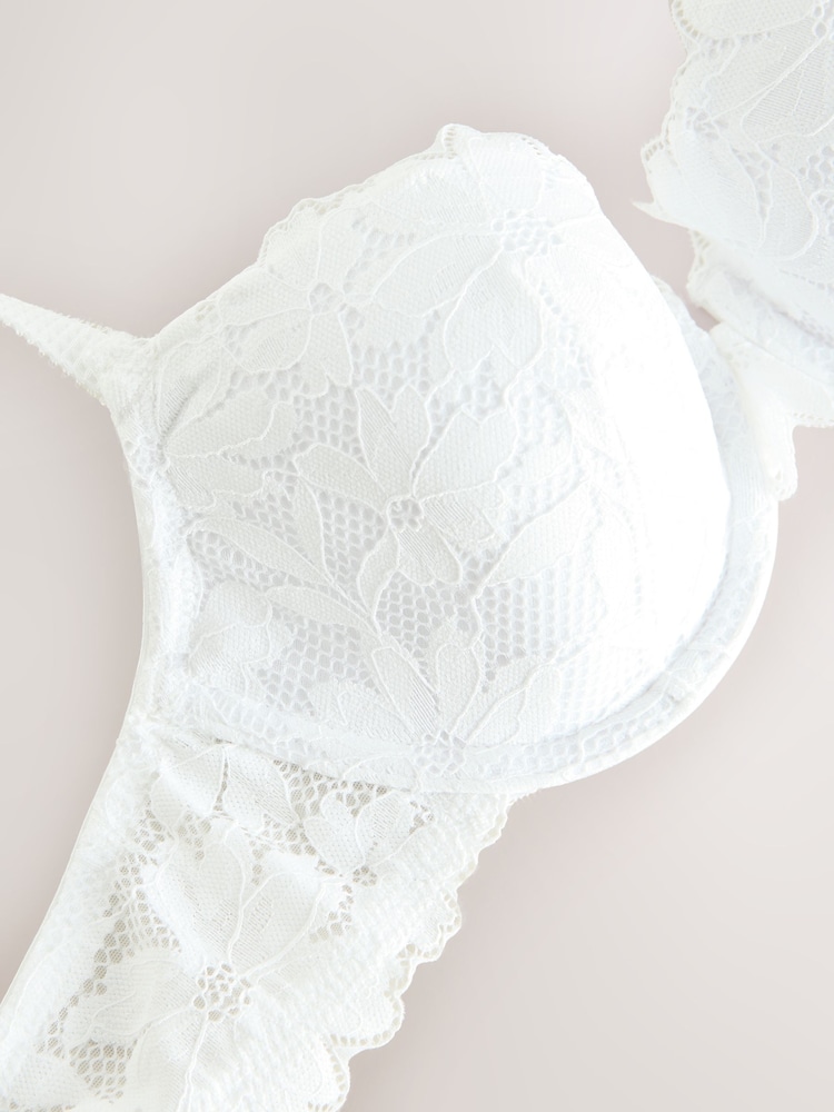 Blanc - Soutien-gorge balconnet en dentelle à imprimé floral - Image 9 of 10