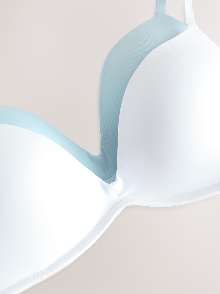 Blue/White Push Up Padded Non Wired Smoothing Bras 2 Pack A-E - Image 11 of 11