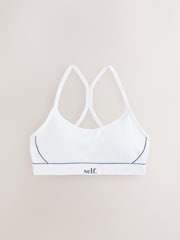 self. White Strappy Non Wire Sports Bra - Image 1 of 3