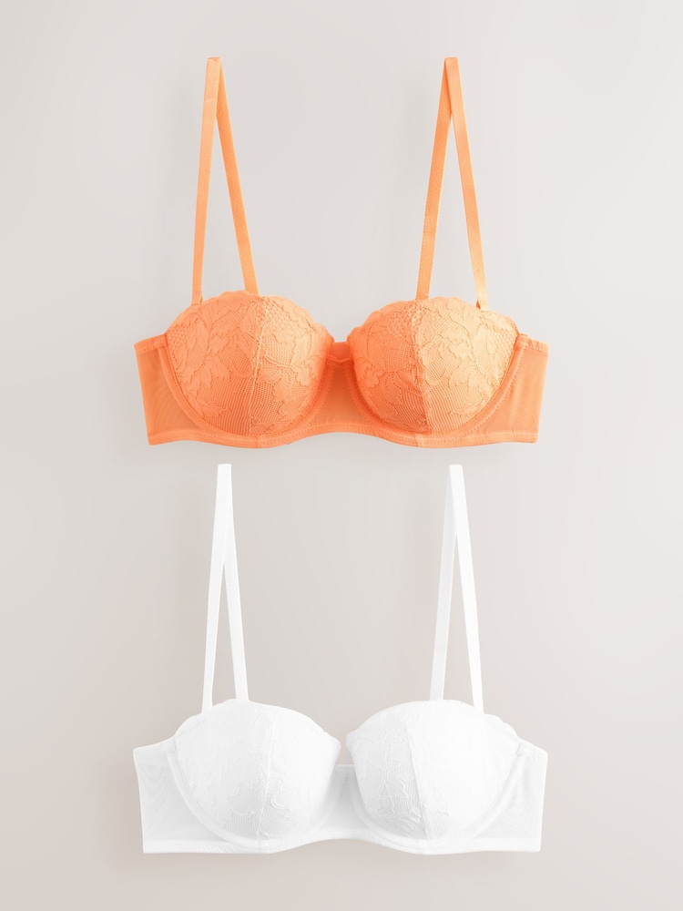 Oranje/wit - Verpakking van 2 kanten strapless multiway beha's met lichte vulling in cupmaten A-E - Image 6 of 11