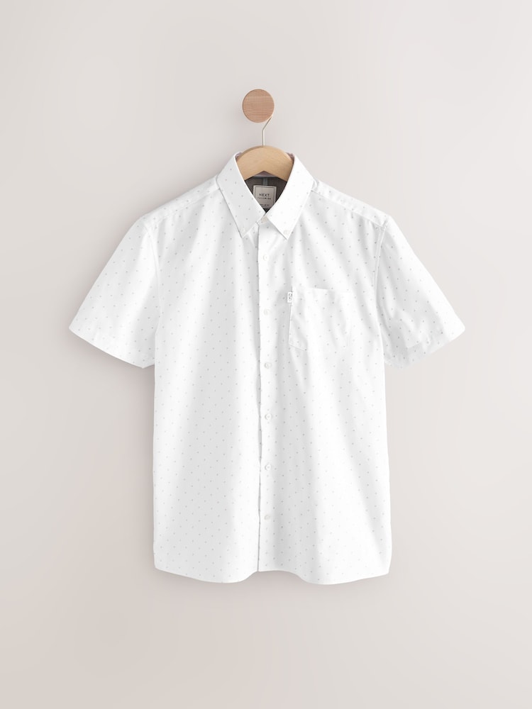 White Easy Iron Button Down Short Sleeve Oxford Shirt - Image 2 of 3