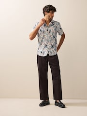 Ecru Hawaiian Regular Fit Print Short Sleeve Shirt - Image 3 of 7