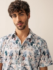 Ecru Hawaiian Regular Fit Print Short Sleeve Shirt - Image 4 of 7