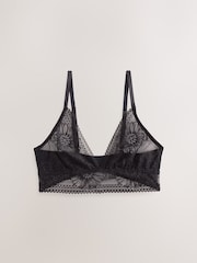 Black Floral Print Lace Non Pad Bralette - Image 7 of 9