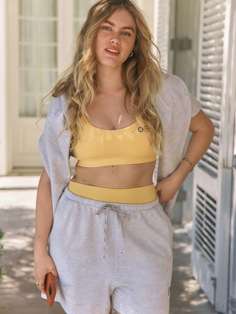 self. Yellow Strappy Non Wire Sports Bra - Image 1 of 3