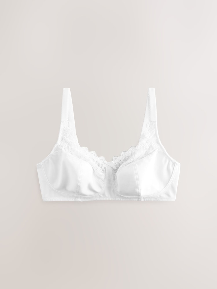 Noir/Blanc - Lot de 3 soutiens-gorge sans armatures en coton et dentelle maintien total - Image 10 of 13