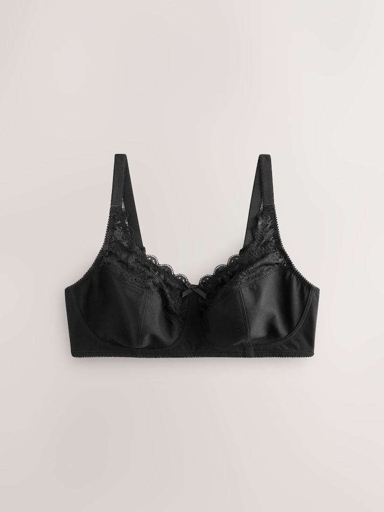 Noir/Blanc - Lot de 3 soutiens-gorge sans armatures en coton et dentelle maintien total - Image 9 of 13