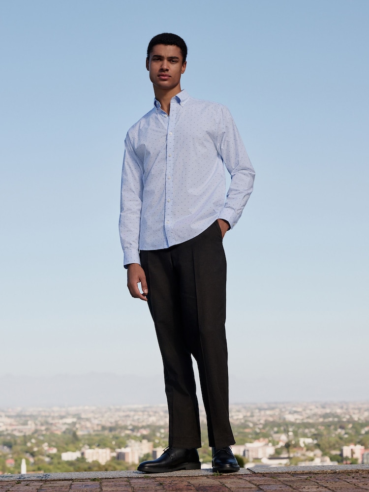 Light Blue Regular Fit Textured Single Cuff Shirt With Cutaway Collar - Image 2 of 8 Light Blue Regular Fit Textured Single Cuff Shirt With Cutaway Collar - Image 2 of 8