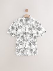 Black/White Floral Regular Fit Short Sleeve Seersucker Shirt - Image 5 of 7
