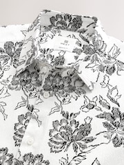 Black/White Floral Regular Fit Short Sleeve Seersucker Shirt - Image 6 of 7
