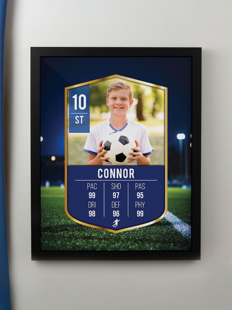 Personalised Photo Upload Football Card Black Poster Frame Wall Art by PMC - Image 1 of 3 Personalised Photo Upload Football Card Black Poster Frame Wall Art by PMC - Image 1 of 3