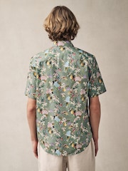 Seafoam Green Floral Fruit Regular Fit Print Short Sleeve Shirt - Image 2 of 7