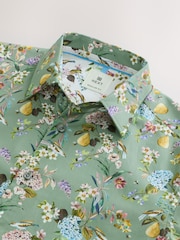 Seafoam Green Floral Fruit Regular Fit Print Short Sleeve Shirt - Image 7 of 7