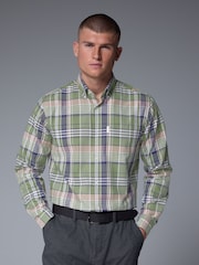 зелений Madras - стандартний крій Easy Iron Button Down оксфорд сорочки - Image 1 of 6
