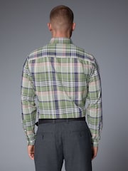 зелений Madras - стандартний крій Easy Iron Button Down оксфорд сорочки - Image 3 of 6