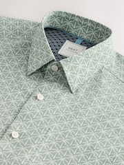 Groen met palmboomprint - Standaard - Strijkvrij Oxford overhemd met korte mouwen en button-down kraag - Image 2 of 3