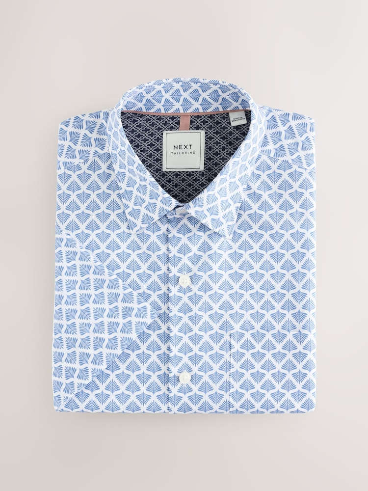 Estampado de abanico azul - Regular - Camisa Oxford de manga corta con cuello abotonado y planchado fácil - Imagen 1 de 3 Estampado de abanico azul - Regular - Camisa Oxford de manga corta con cuello abotonado y planchado fácil - Imagen 1 de 3