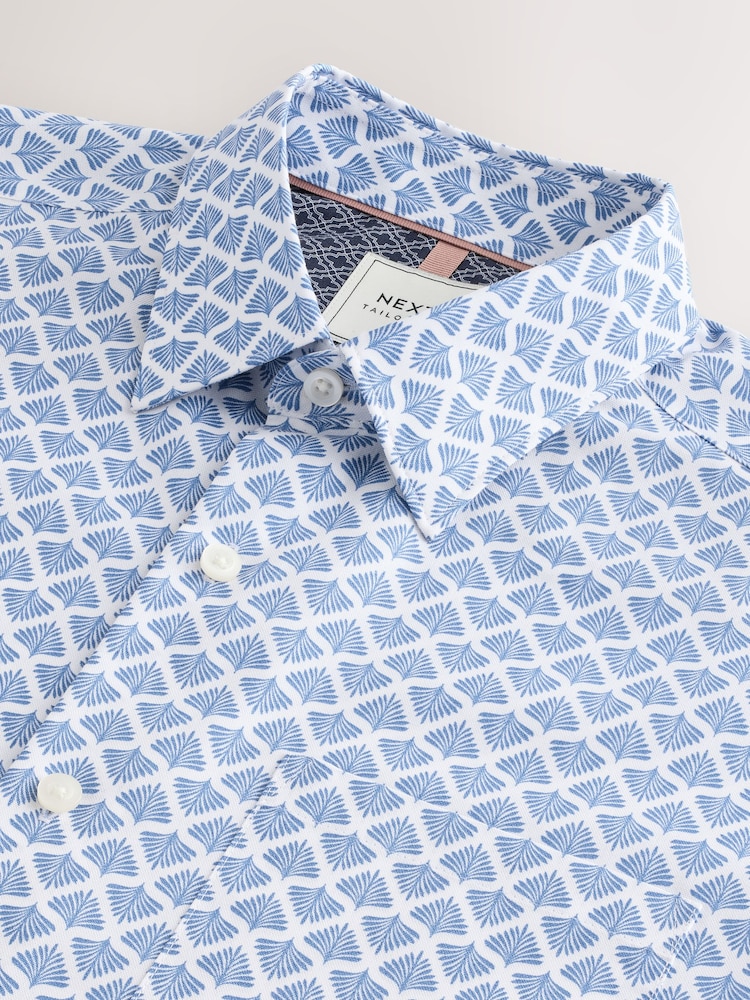 Estampado de abanico azul - Regular - Camisa Oxford de manga corta con cuello abotonado y planchado fácil - Imagen 2 de 3 Estampado de abanico azul - Regular - Camisa Oxford de manga corta con cuello abotonado y planchado fácil - Imagen 2 de 3
