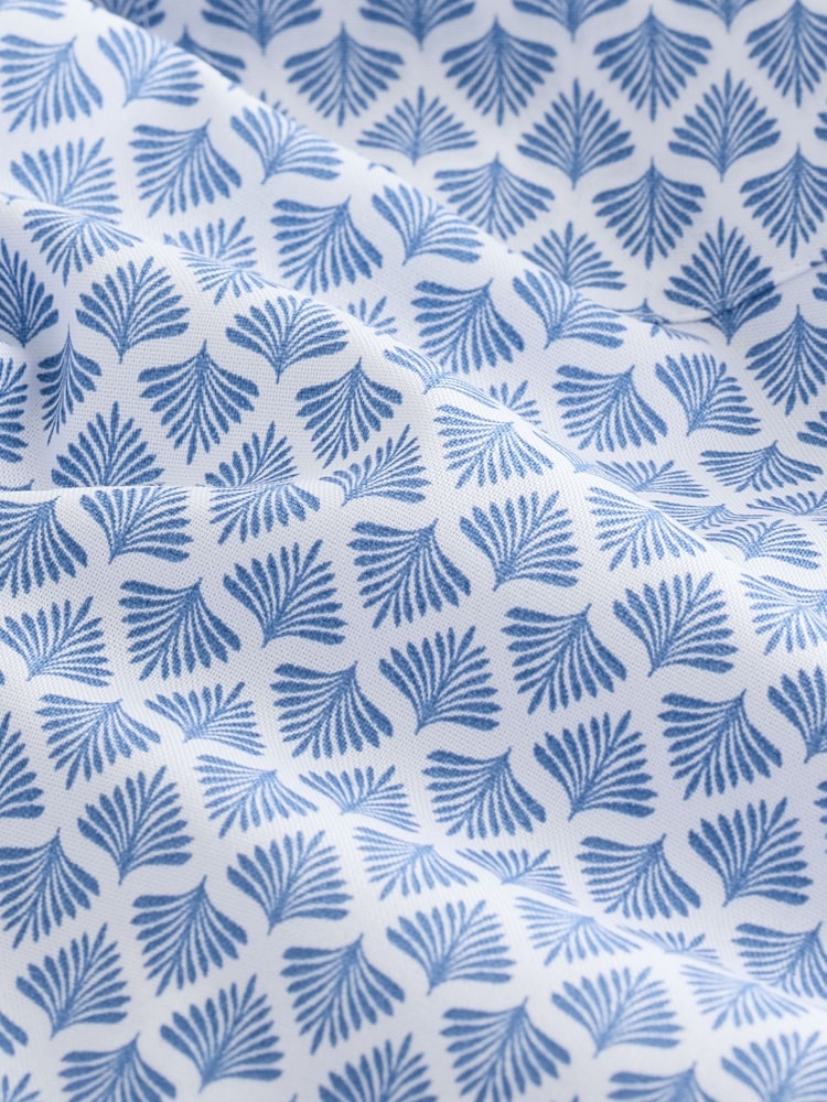 Blue Fan Print Easy Iron With Button Down Collar Short Sleeve Oxford Shirt - Image 3 of 3