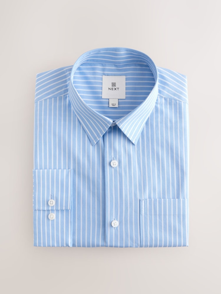Blue Stripe 100% Cotton Relaxed Fit Long Sleeve Shirt - Image 1 of 3
