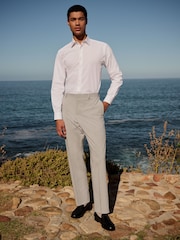 White 100% Cotton Long Sleeve Perforated Stripe Shirt - Image 2 of 8