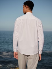 White 100% Cotton Long Sleeve Perforated Stripe Shirt - Image 3 of 8