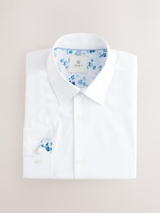 White 100% Cotton Long Sleeve Perforated Stripe Shirt - Image 6 of 8