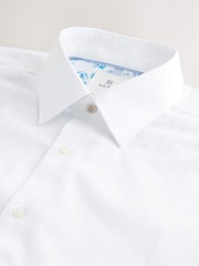 White 100% Cotton Long Sleeve Perforated Stripe Shirt - Image 7 of 8