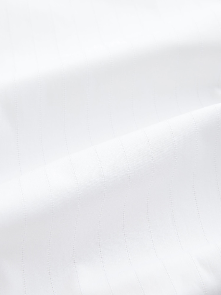 White 100% Cotton Long Sleeve Perforated Stripe Shirt - Image 8 of 8