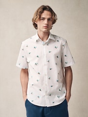 White Kingfisher Conversational Regular Fit Print Short Sleeve Shirt - Image 2 of 5