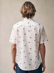 White Kingfisher Conversational Regular Fit Print Short Sleeve Shirt - Image 3 of 5
