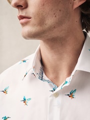 White Kingfisher Conversational Regular Fit Print Short Sleeve Shirt - Image 4 of 5