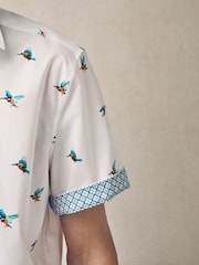 White Kingfisher Conversational Regular Fit Print Short Sleeve Shirt - Image 5 of 5