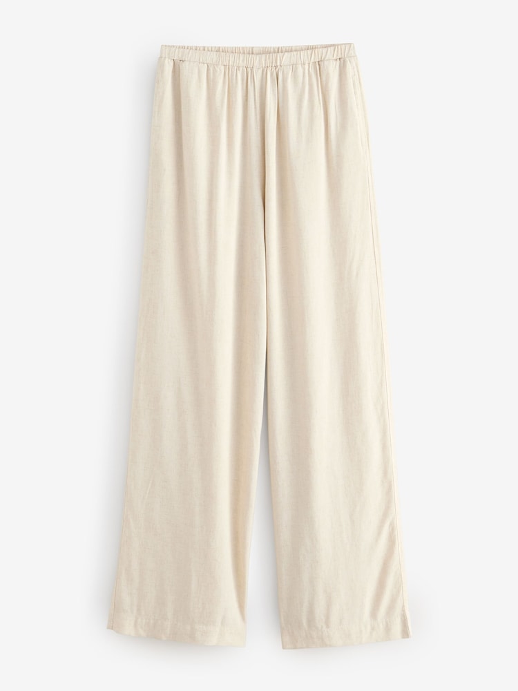 Black/Natural Wide Leg Trousers 2 Pack with Linen - Image 2 of 9