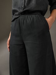 Black/Natural Wide Leg Trousers 2 Pack with Linen - Image 7 of 9