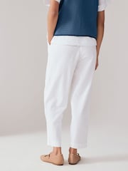 White/Blue Barrel Leg Linen Rich Trousers 2 Pack - Image 3 of 9