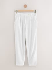 White/Blue Barrel Leg Linen Rich Trousers 2 Pack - Image 6 of 9