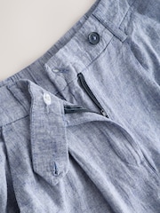 White/Blue Barrel Leg Linen Rich Trousers 2 Pack - Image 9 of 9