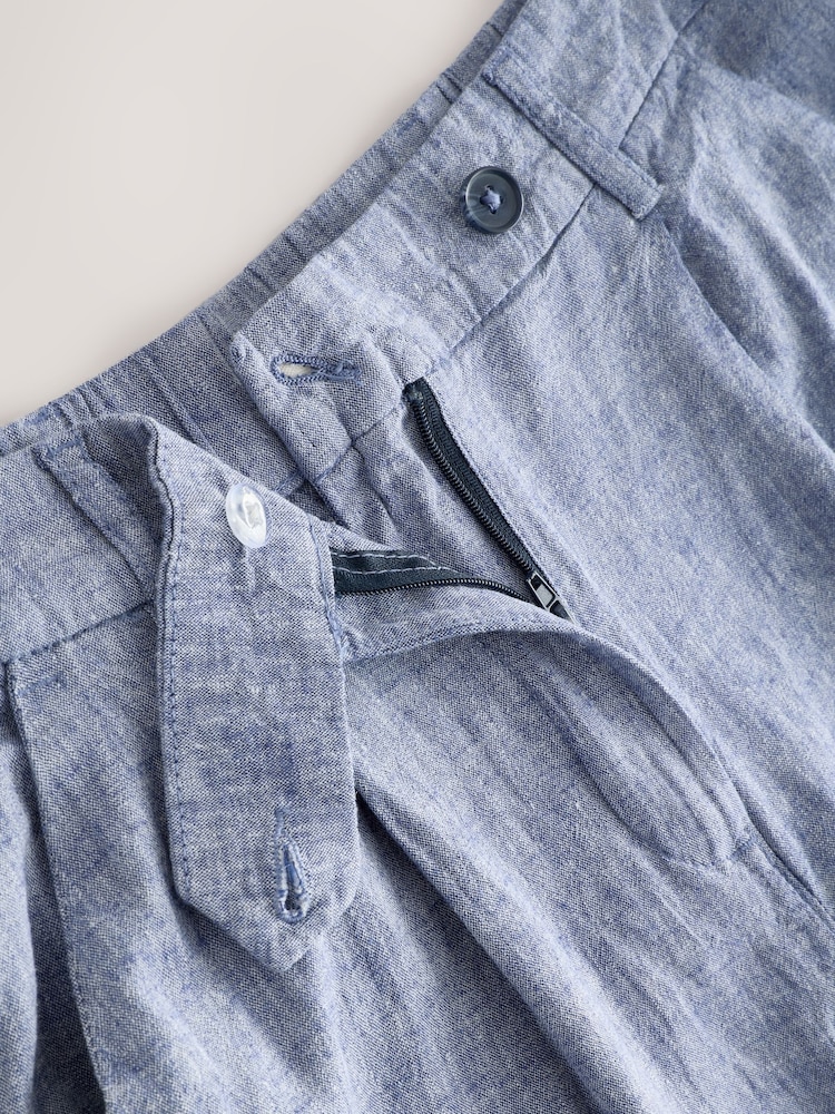 White/Blue Barrel Leg Linen Rich Trousers 2 Pack - Image 9 of 9