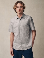 Neutral Grey Regular Fit Print Short Sleeve Shirt - Image 1 of 5