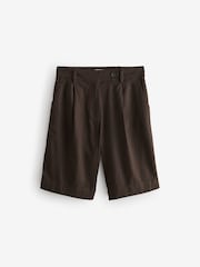 Chocolate and White Linen Rich City Shorts 2 Pack - Image 11 of 15