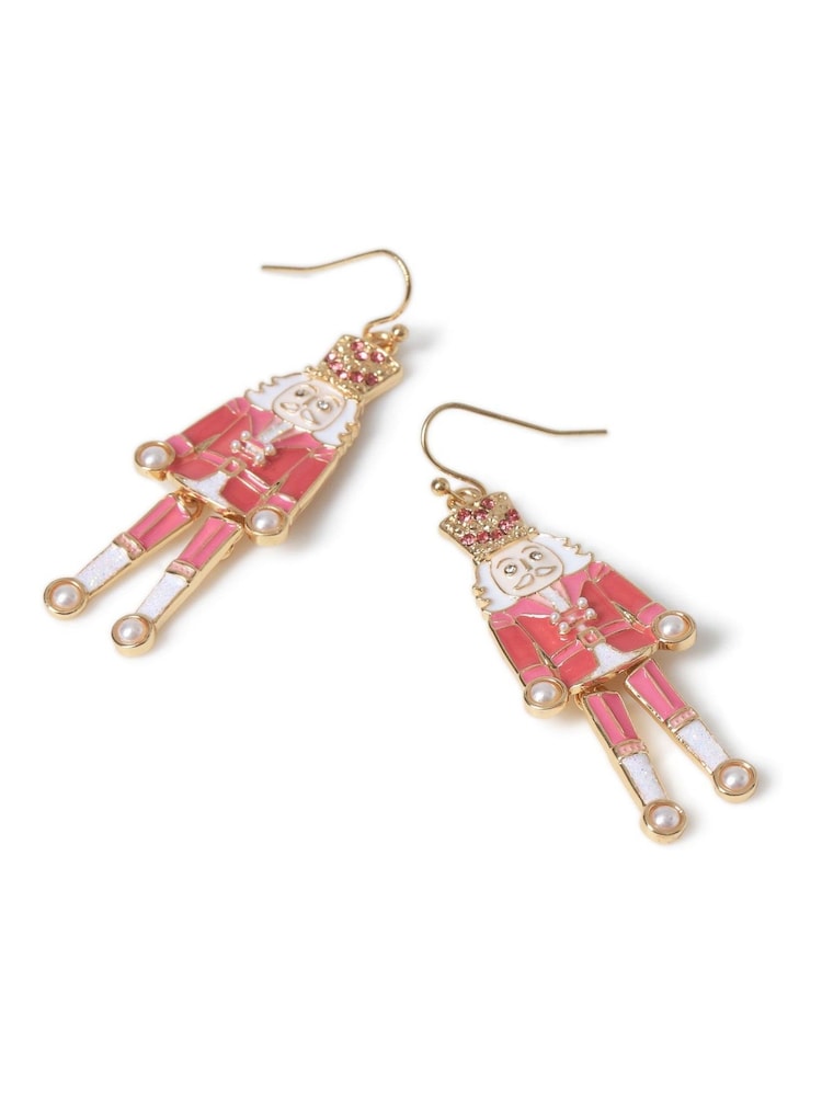 Aela Pink Christmas Nutcracker Drop Earrings - Image 2 of 3